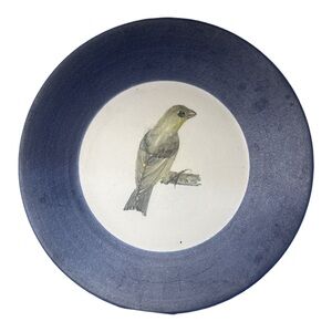 Marcel Guillot Blue Plate with Bird Design